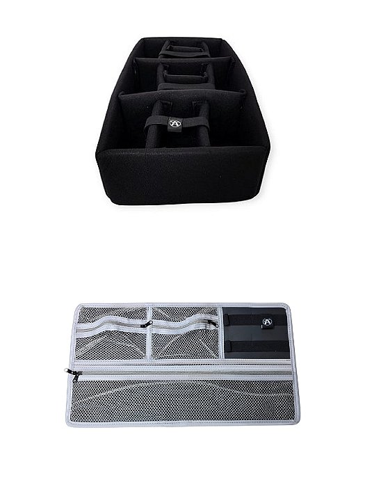 Kit Divisória e Organizador de tampa para Case MP0055, Pelican 1510 e MAI 545 ATM Pro Cinza e Preto
