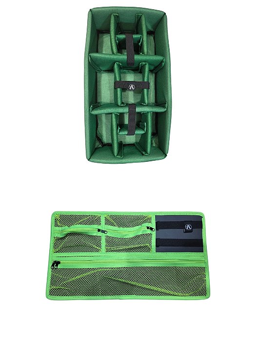 Kit Divisória e Organizador de tampa para Case MP0055, Pelican 1510 e MAI 545 ATM Pro Verde Neon e Verde