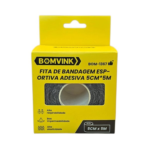 Fita de Bandagem Muscular Elástica Esportiva 50mmx5m