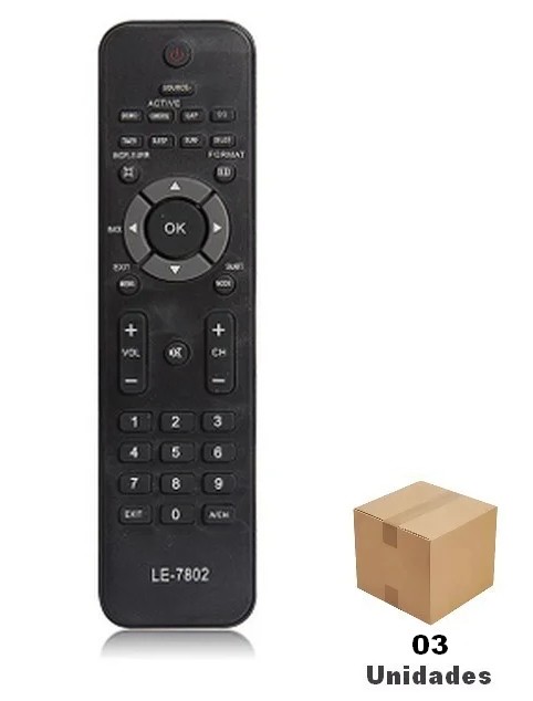 Controle Remoto para TV Philips funciona em vários modelos código LE-7802 03 Unidades