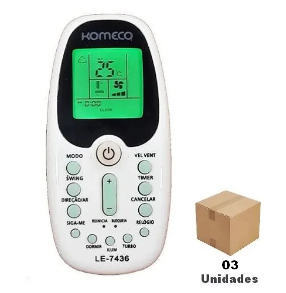 Controle Ar Condicionado Komeco / Midea / Comfee LE-7436 - 03 Unidades