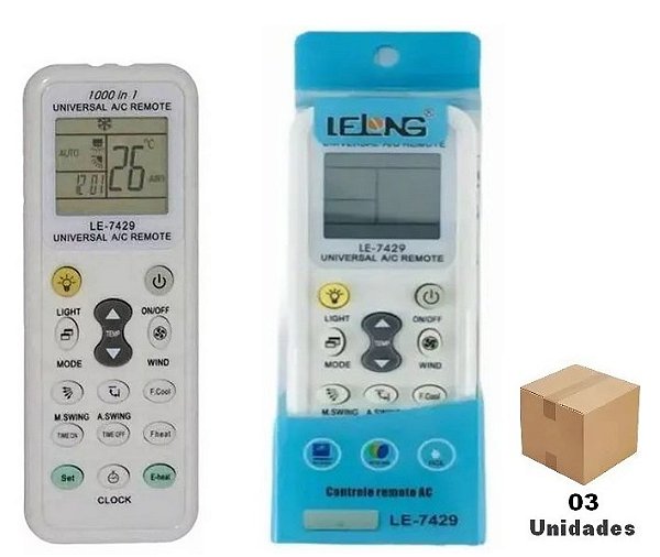 Controle Remoto Universal para Ar Condicionado Split / Janela / Portátil - 03 Unidades