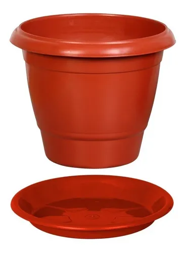 Vaso Redondo Terracota com Prato - 21,5 litros