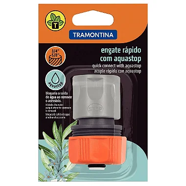 Engate Rápido com Aquastop Tramontina em Plástico para Mangueira 5/8" e 3/4"
