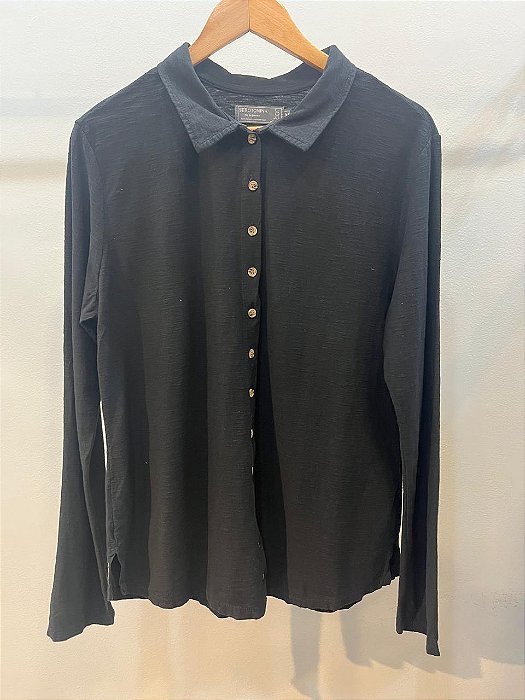 Camisa Feminina de Botões Preta