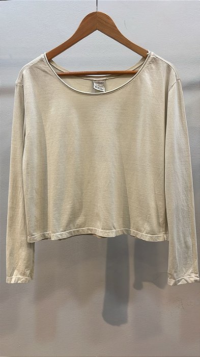 Cropped Capri Manga Longa Off White