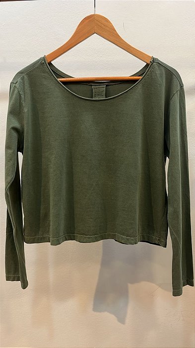 Cropped Capri Manga Longa Verde