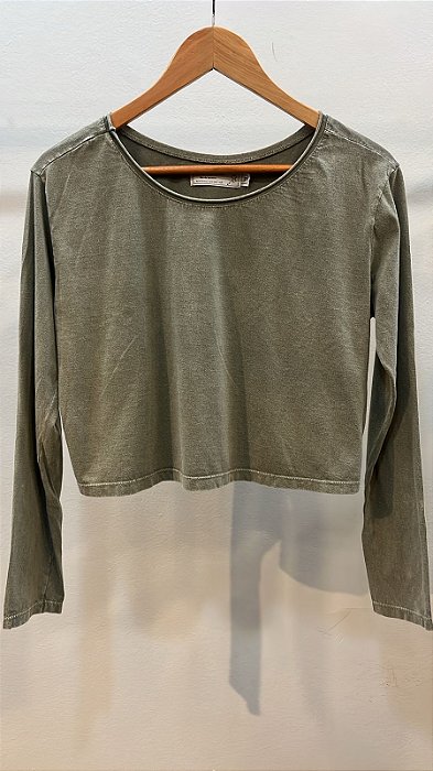 Cropped Capri Manga Longa Oliva