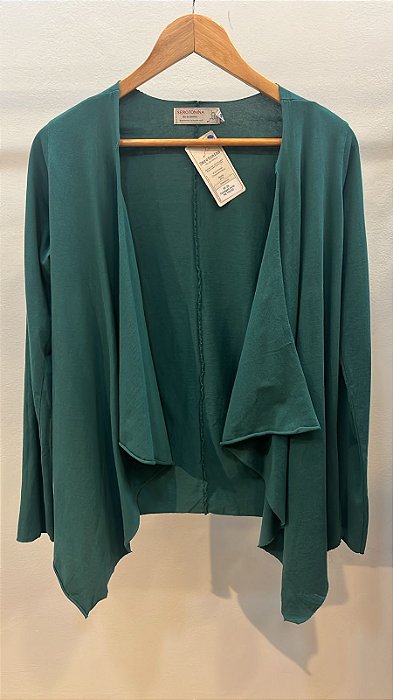 Cardigan Curto Verde Petróleo