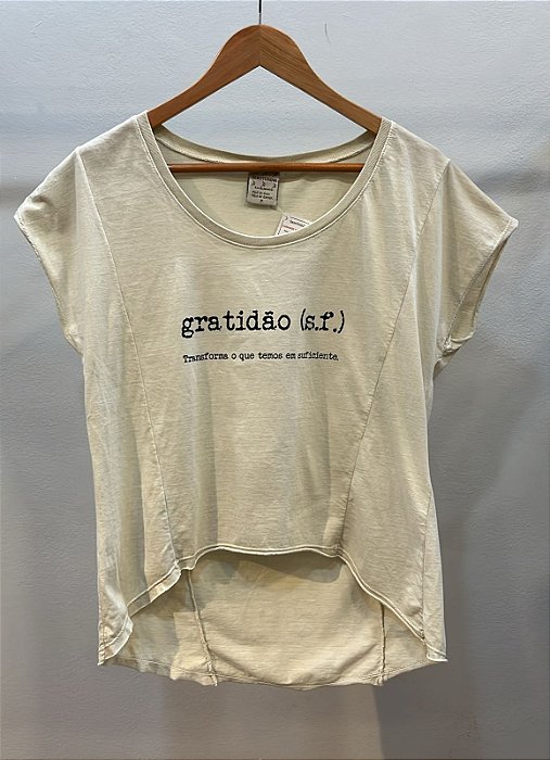 Blusa Feminina Silk Gratidão Off White