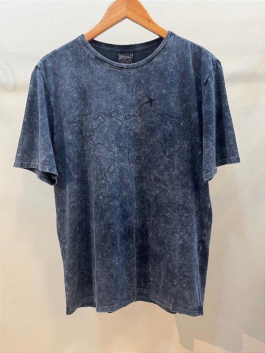 T-Shirt Masculina Silk Trip Addict Azul Marmo