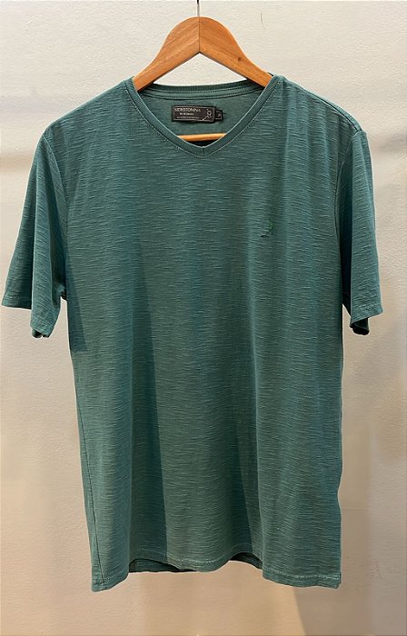 T-Shirt Masculina V Flamê Verde