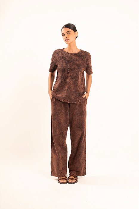 Calça Alfaiataria Marrom Sky