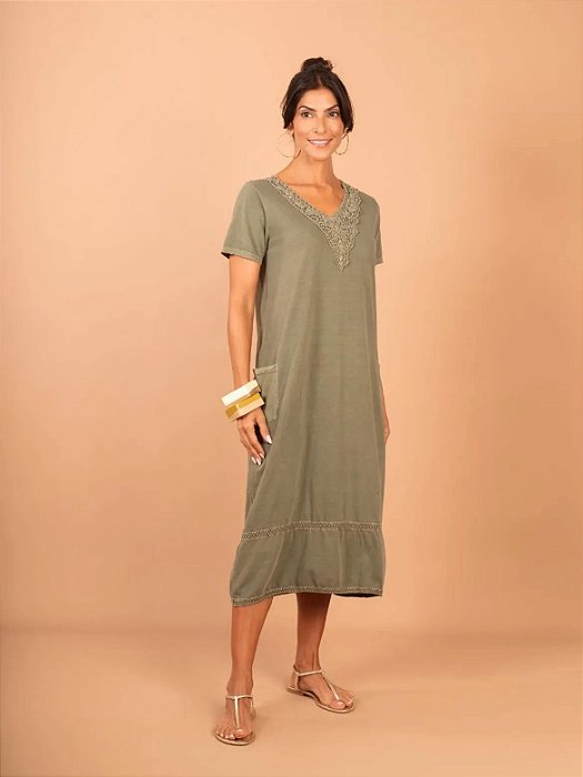 Vestido Brugges Verde Militar