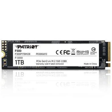 SSD 1 TB Patriot P300, M.2 2280, PCIe Gen3x4, Leitura: 2100MB/S e Gravação: 1650MB/s - P300P1 TBM28
