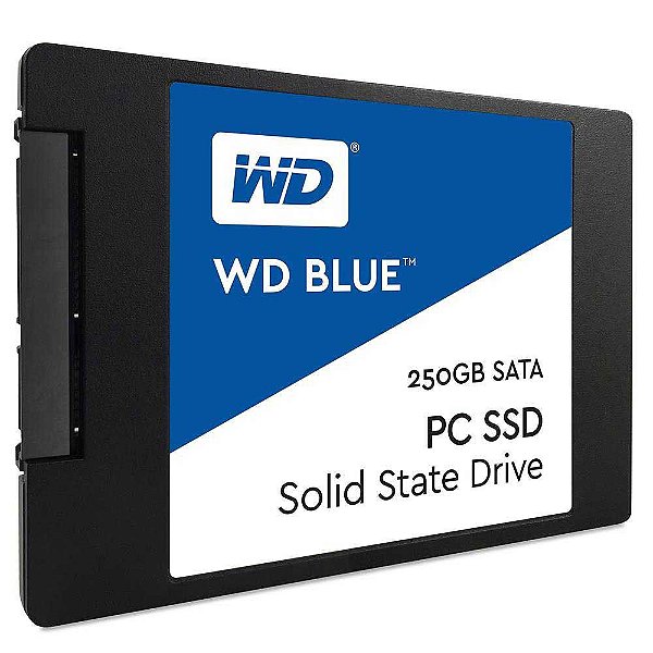 SSD WD Blue 2.5´ 250GB SATA III 6Gb/s Leituras: 540MB/s e Gravações: 500MB/s – WDS250G1B0A