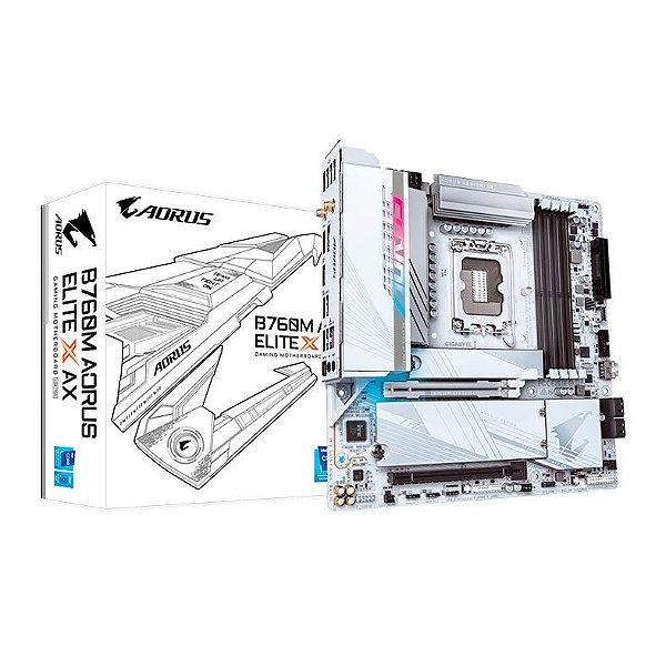 Placa Mae Gigabyte B760M Aorus Elite X AX, WiFi, DDR5, LGA 1700, M-ATX, Chipset Intel B760, B760M-A-ELITE-X-AX