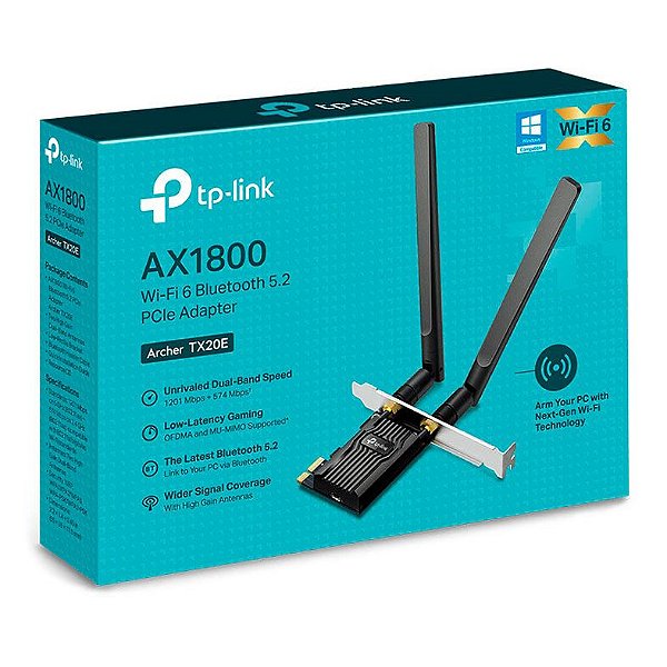Adaptador PCIe TP-Link AX1800, Wi-Fi, Bluetooth, ARCHER-TX20E