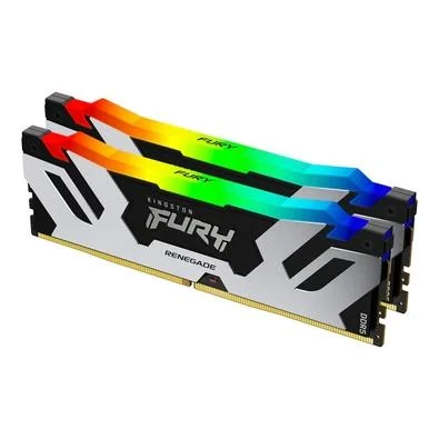 Memória RAM Kingston Fury Renegade RGB, 96GB, (2x48GB), 6400MHz, DDR5, CL32, XMP, Prata - KF564C32RSAK2-96