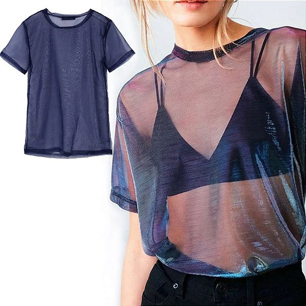 Blusa Holográfica Transparente - PackFoot - Moda Alternativa, Kawaii e  Gótica.