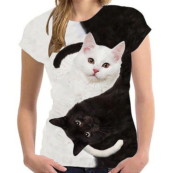 Camiseta Baby Look YING-YANG CAT