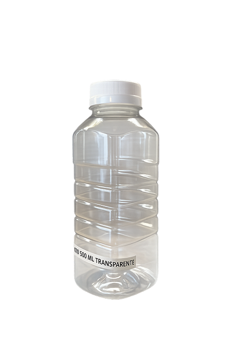 FRASCO TRANSPARENTE QUADRADO 500 ML COM TAMPA