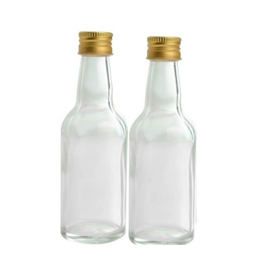 10 UN. MINI GARRAFA DE VIDRO 50 ML COM TAMPA DE ALUMÍNIO
