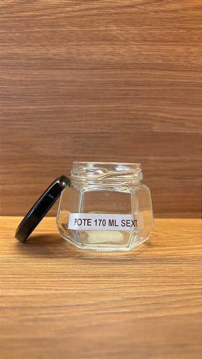 POTE DE VIDRO SEXTAVADO 170 ML COM TAMPA E LACRE