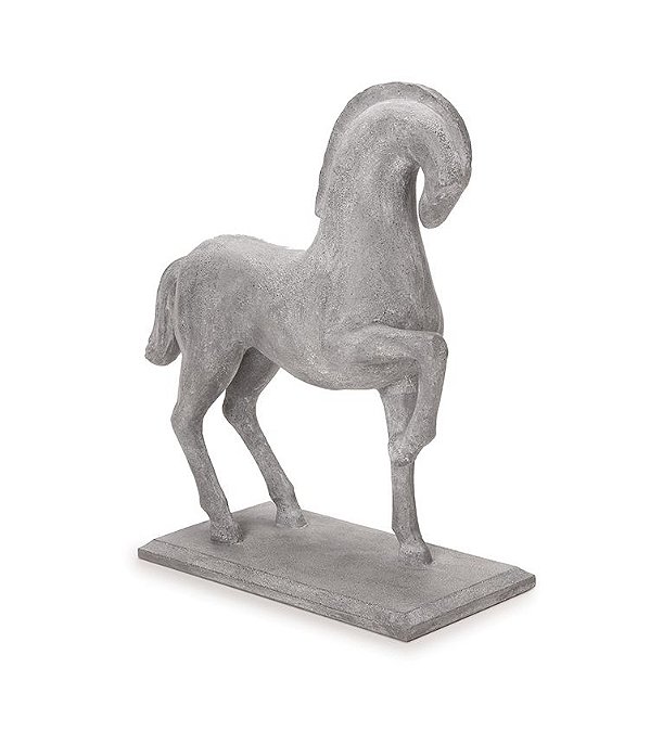 Escultura Cavalo Grego Troia em Poliresina Cor Madeira 35cm