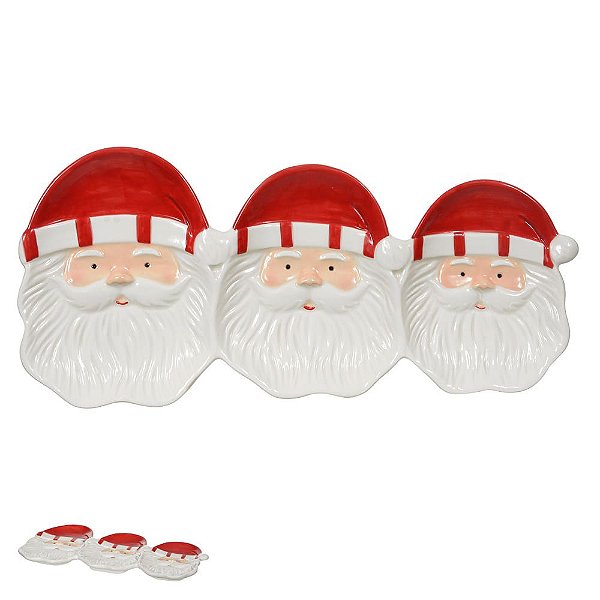 Jogo Papai Noel e Boneco Neve Resina12cm Perna Cordão 2 Un