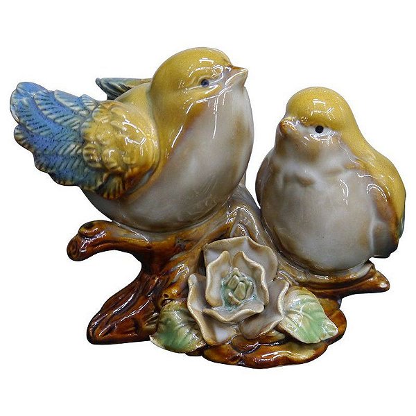 Passaros Amarelos E Azul Em Ceramica Raffaello Presentes E Decoracoes