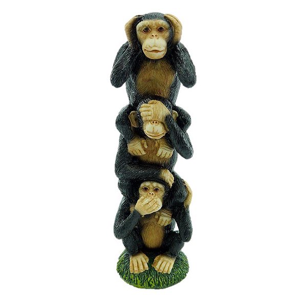Escultura da Sabedoria de Macacos em Pé Resina G