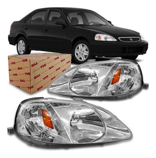 Faróis importados civic 99-00 fundo ambar