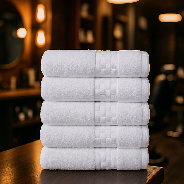 KIt: 5 Toalhas de Rosto Hotel Brancas 45X70cm 400g/m² Madri