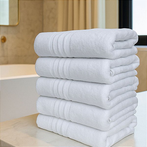 Kit 05 Toalhas De Rosto Hotel Branca Imperial Extra Grossa Gramatura 500
