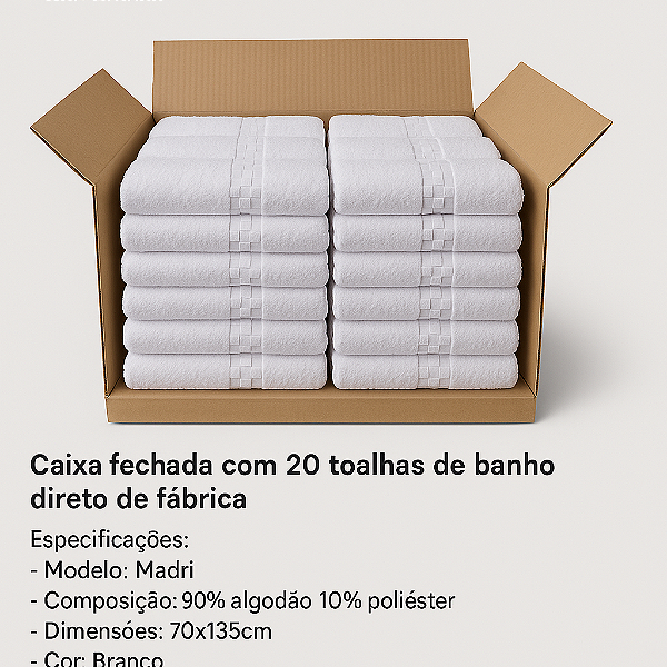 Toalhas Banho Hotel Atacado Caixa Fechada com 20 unidades Madri