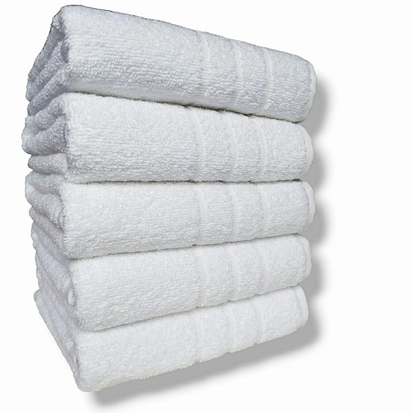 Kit: 5 Toalhas Banho Branca Costura Reforçada Silver 70x140