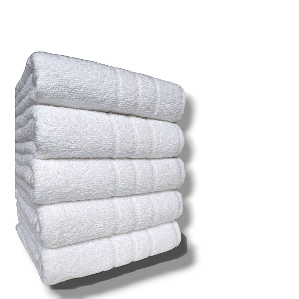 Kit: 5 Toalha de Rosto Branca Costura Dupla Silver 50x70