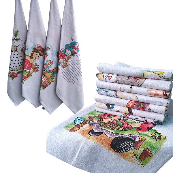 60 Panos de Prato Gigante Estampado 90x68cm- Kit com 60 Unidades