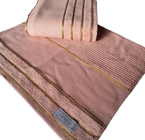 Jogo de Toalhas Para Bordar Ponto Russo 2 Peças 1 banho + 1 Rosto 100% Algodão -Artesian Cor Rosa