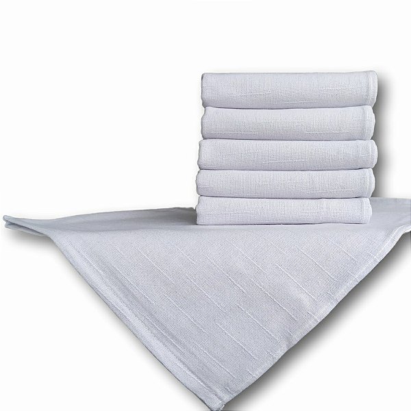 Kit Com 12 Panos de Prato Alvejados Artesanato Gourmet 68x50cm Cor: Branco Trabalhado