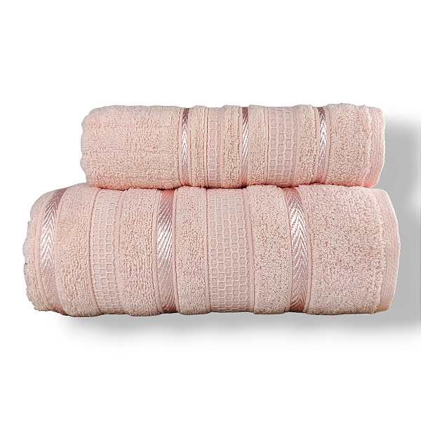 Jogo de Toalhas Grossas Com 2 Peças 1 Toalha de Banho e 1 Toalha de Rosto Bellagio Gramatura 450 Cor Rosa