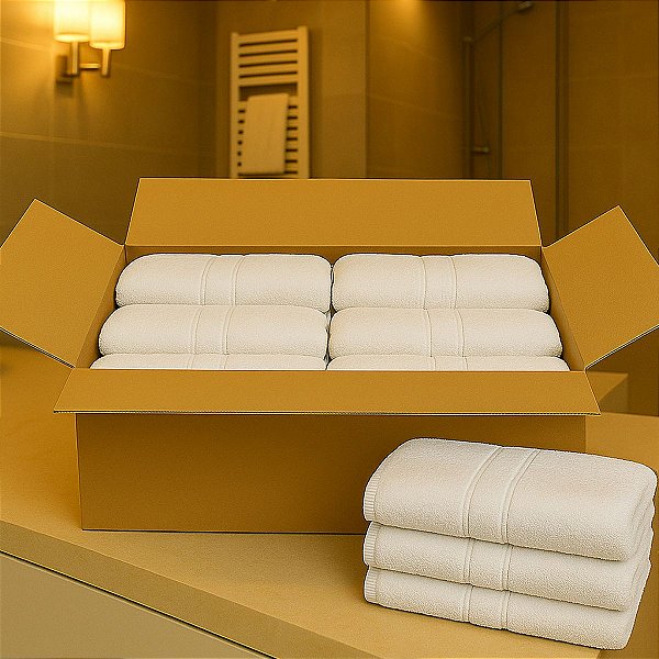 Caixa com 20 Toalhas de Rosto Gold Brancas 50x80cm – Linha Profissional Hotelaria