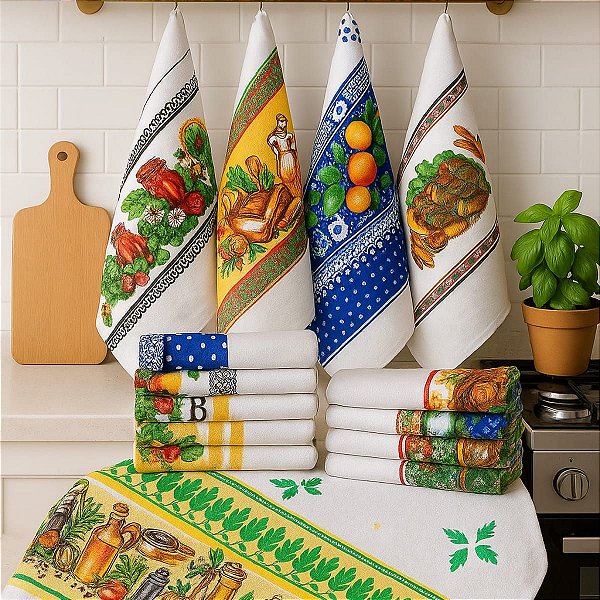Kit Panos de Prato com Estampa Rotativa 100% Algodão – Trama 9