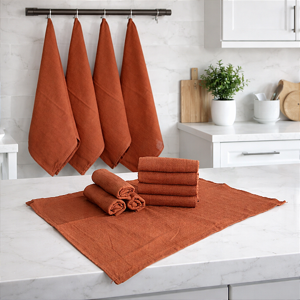 Kit 12 Panos de Prato Marrom Trabalhado 50x68cm Algodão Grosso Trama 11 – Ideal para Artesanato, Bordado e Pintura