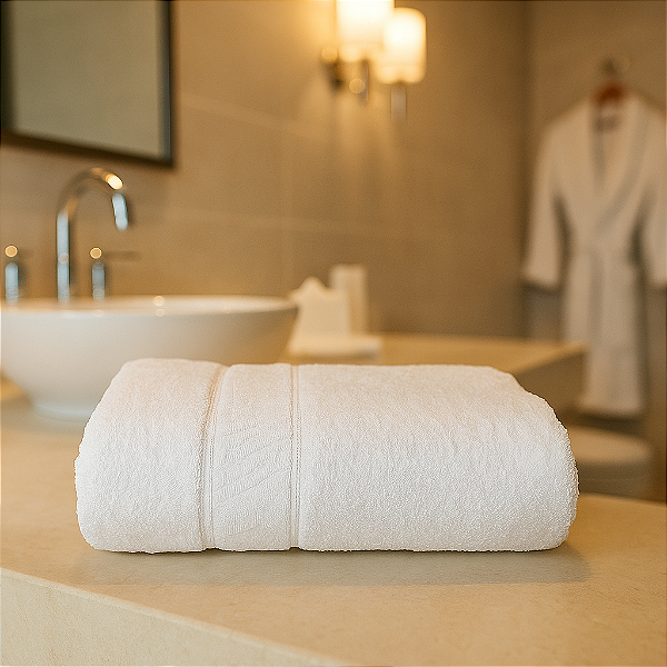 Toalha de Rosto Para Hotel 50X80cm Branca Lisa Premium 500g/m²