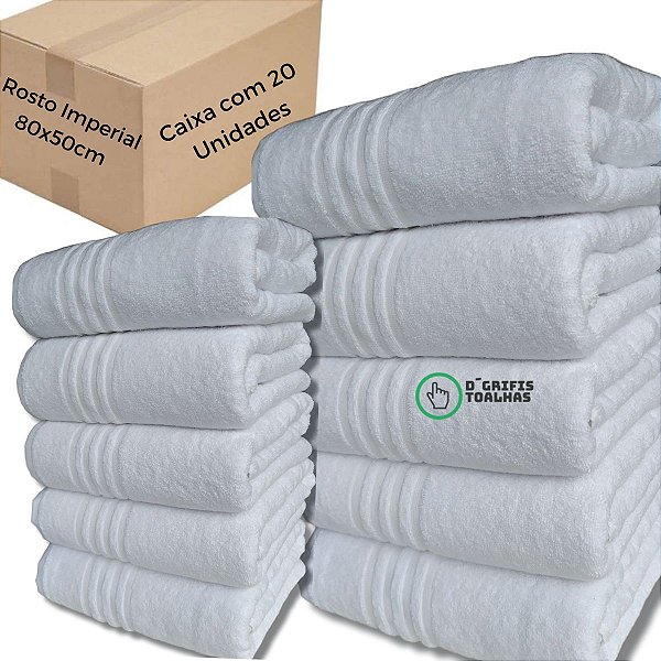 Toalha de Rosto Branca Hotel 50X80cm Imperial 500/gm² Caixa Fechada com 20 unidades