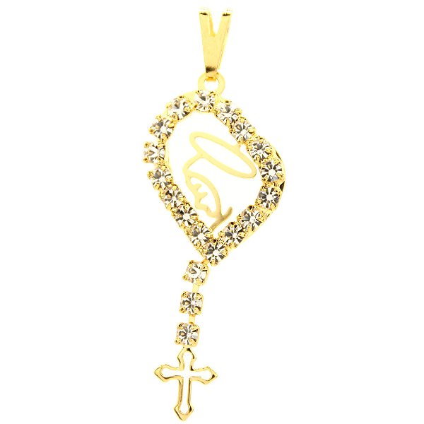 Pingente Terço Nossa Senhora Folheado ouro 18k