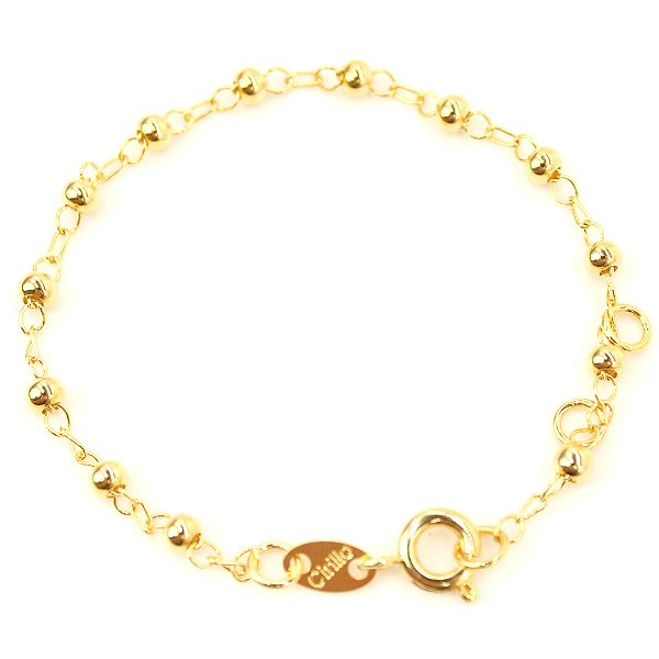 Pulseira Infantil Bolinha 14 cm Folheado Ouro 18k