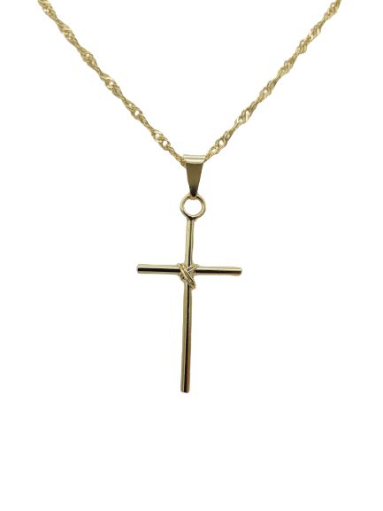 Corrente Cingapura 50 cm e Cruz Folheado Ouro 18k Cirillo